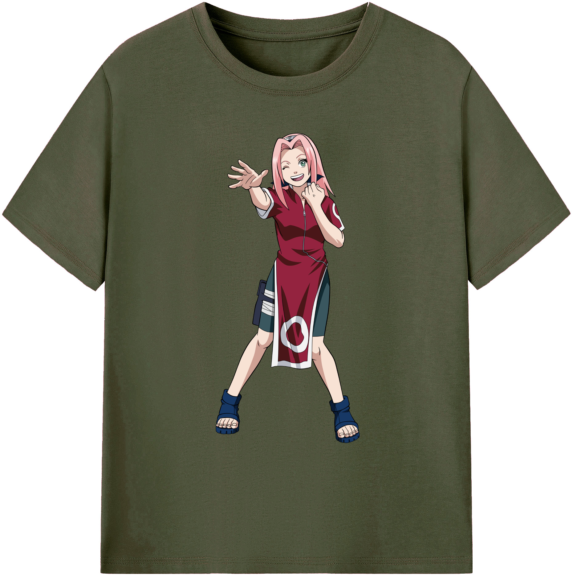 （画像用） NARUTO -ナルト- 春野サクラ Haruno Sakura 綿100％ メンズ半袖Tシャツ｜肌触りやわらか＆通気性